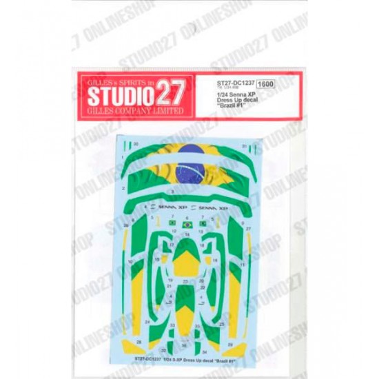 Dc1237 1/24 Senna XP Dress Up Decal 'Brazil #1' for Tamiya kits Studio27 DC1237