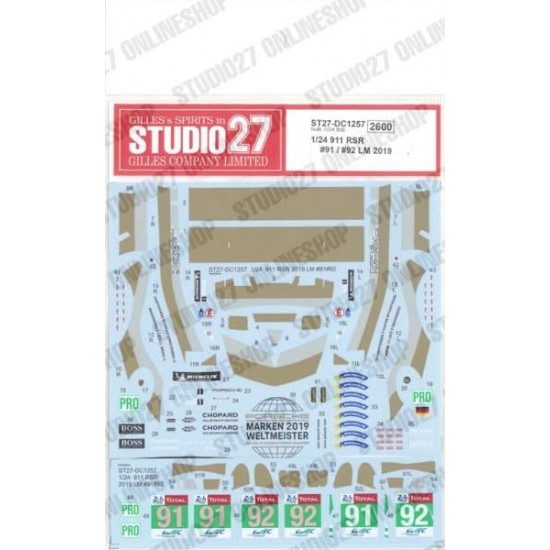 1/24 911 RSR #91/#92 LM 2019 Detail parts for NuNu kit