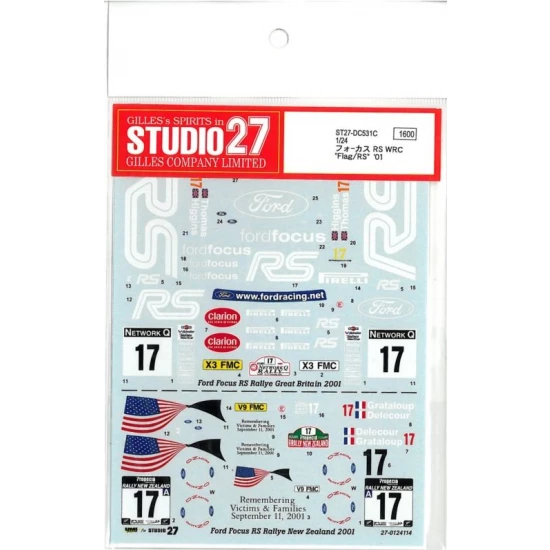 1/24 Ford Focus RS Flag/RS New Zealand and Great Britain #17 2001 Decals