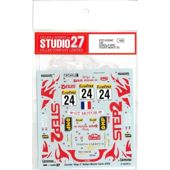 1/24 Toyota Corolla WRC "STEP2" Monte 2002 Decals