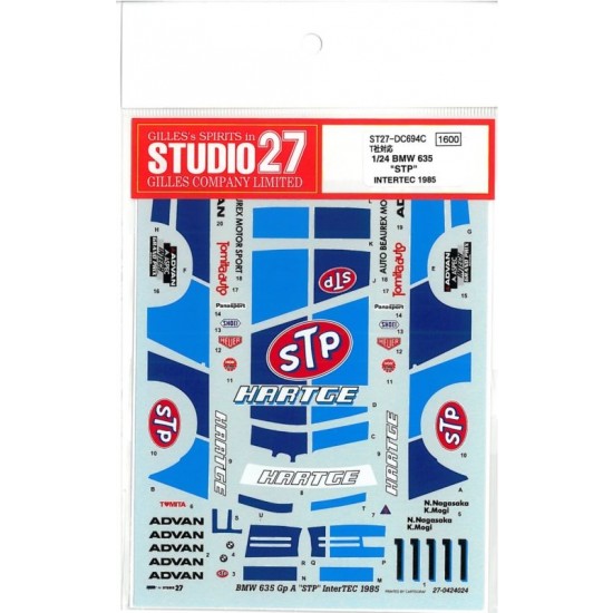 1/24 BMW 635CSi Gp A "STP" InterTEC 1985 Decals