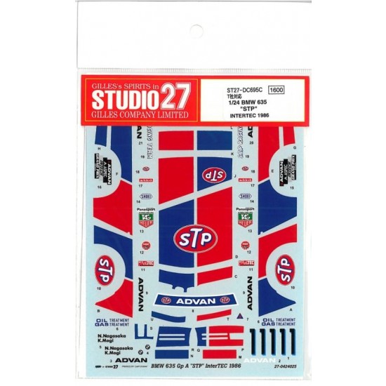 1/24 BMW 635CSi Gp A "STP" InterTEC 1986 Decals