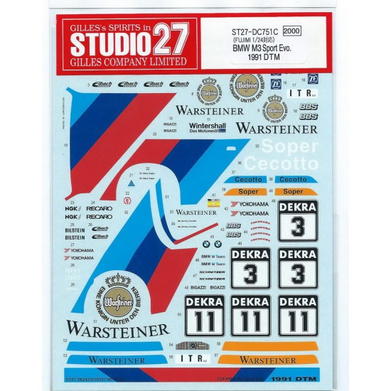 1/24 BMW M3 Sport Evo. DTM 1991 Decals