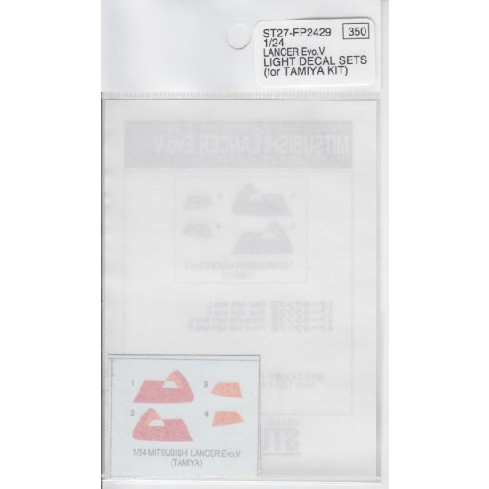 1/24 Mitsubishi Lancer Evolution V Headlights & Rear Lights Lenses Decals for Tamiya kit