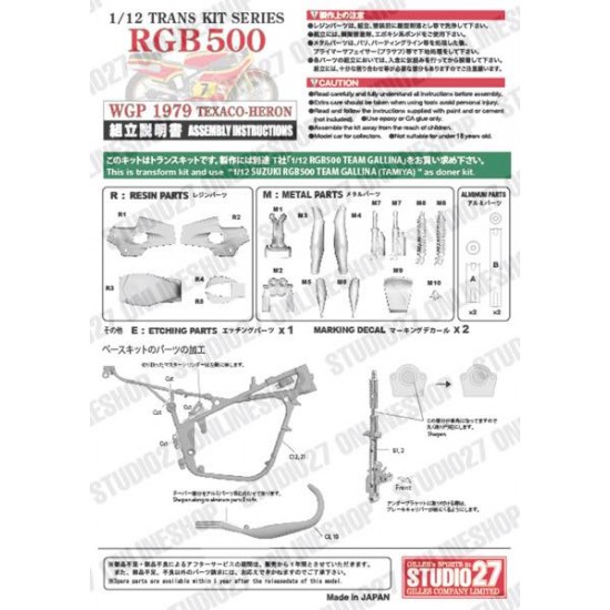 1/12 RGB500 TEXACO HERON (1979) WGP Conversion set for Tamiya kits