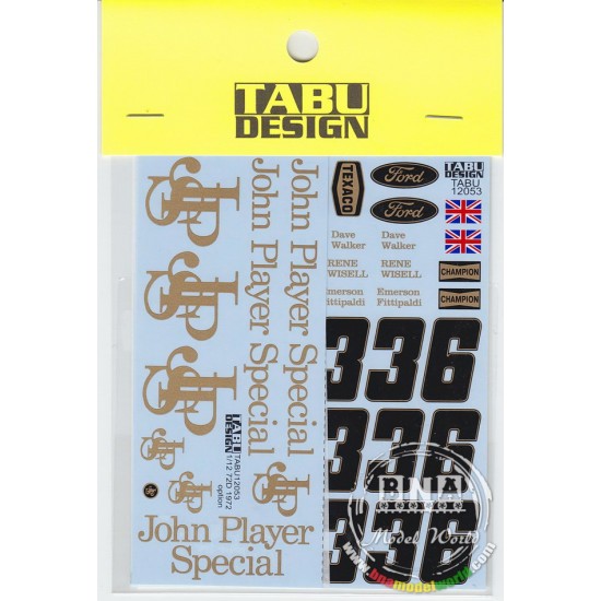 1/12 Lotus 72D "J.P.S." 1972 Option Decals for Tamiya kit
