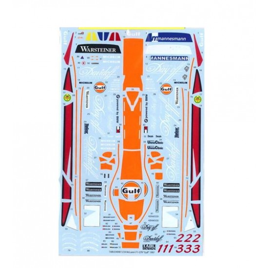 1/24 McLaren F1-GTR 'Gulf' #1/#2/#3 FIA-GT 1997 Decal
