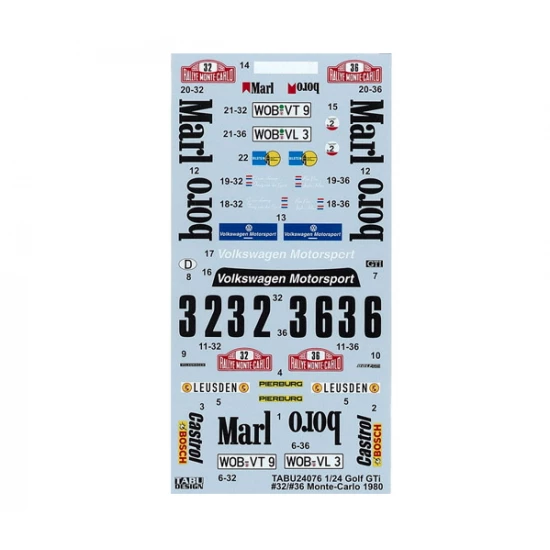 1/24 VW Golf GTi #32/#36 Monte-Carlo 1980 Decal
