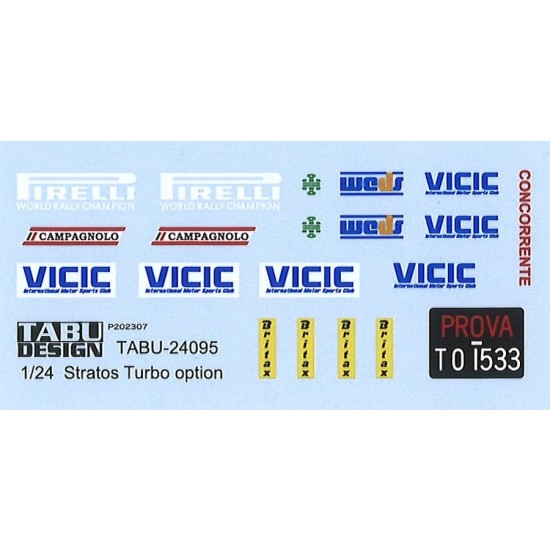 1/24 Stratos Turbo option Decal for Tamiya kits
