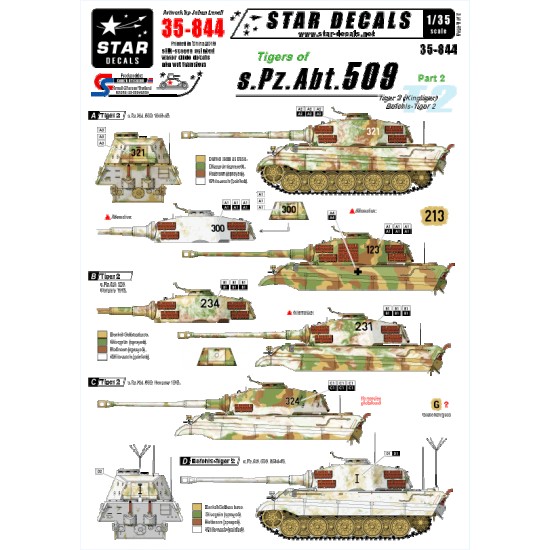 1/35 Decals for Tigers of s.Pz.Abt.509 #2 - Tiger 2 Kingtiger and Befehls Tiger 2