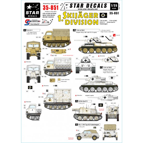 1/35 Decals for German 1. Ski-Jager Division