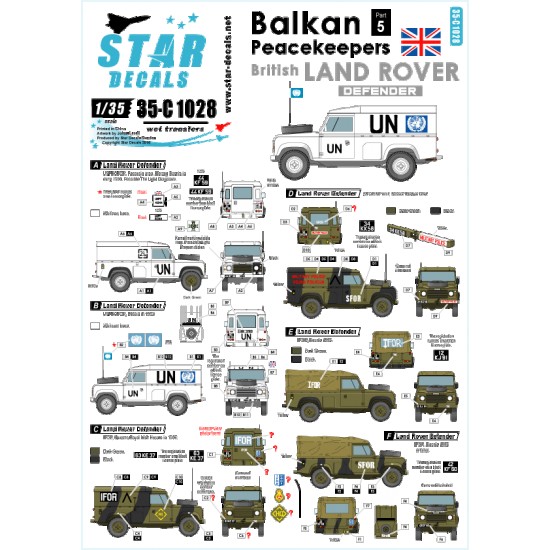 1/35 UN, IFOR, SFOR Markings for Balkan Peacekeepers #5 British Land Rover