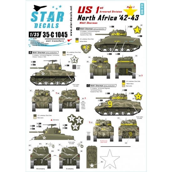 1/35 Decals for US 1st Armour Division in North Africa 1942-1943 #1