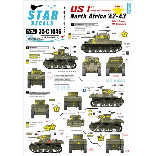 1/35 Decals for US 1st Armour Division in North Africa 1942-1943 #2