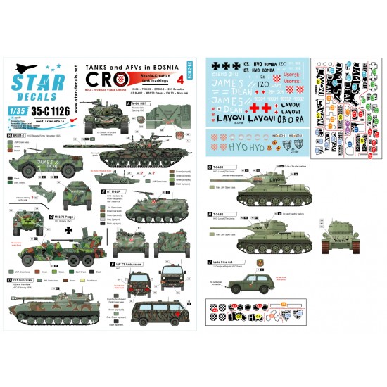 Decals for 1/35 Tanks & AFVs in Bosnia #4 - HVO (Croat) M-84, BRDM-2 2S1, M-60P, M53/70