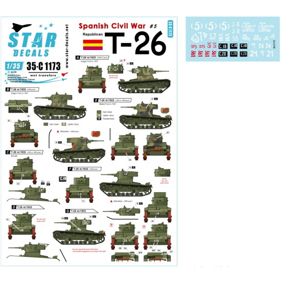 Decals for 1/35 Spanish Civil War #5 Republican T-26 m/1933