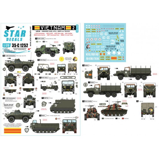 Decals for 1/35 Vietnam ARVN # 2. V-100 Commando, Greyhound AFVs in South Vietnam Army