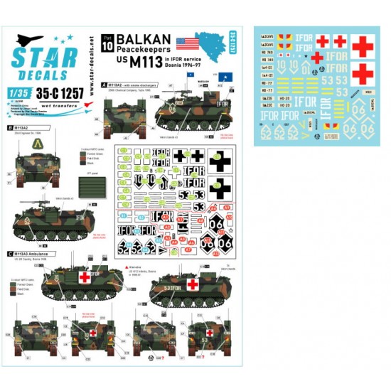 Decals for 1/35 Balkan Peacekeepers # 10. US M113 in IFOR markings. Bosnia 1996-97