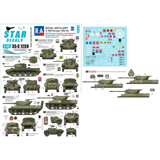 Decals for 1/35 Royal Artillery # 2. Cromwell OP, M10 Wolverine and Achilles Tank