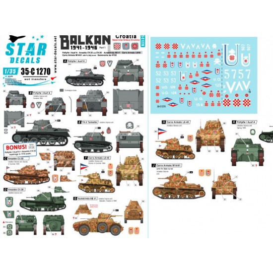 Decals for 1/35 WWII Balkan Vol.1 - WWII Croatia Ustache/Ustacha Tanks