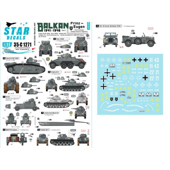 Decals for 1/35 WWII Balkan Vol.2 - 7. SS-Gebirgs Division Prinz-Eugen in Yugoslavia