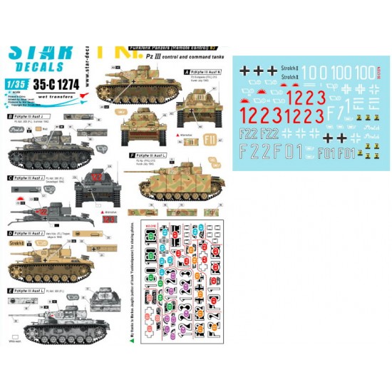 Decals for 1/35 German Funklenk Tanks Vol.3. PzKpfw III in German Funklenk / Fkl