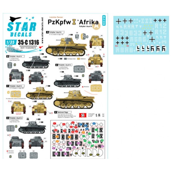 Decals for 1/35 PzKpfw I in Afrika. PzKpfw I Ausf A in Northern Africa
