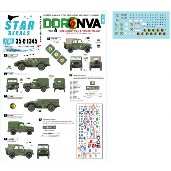 Decal for 1/35 DDR-NVA #4. East Germany - Grenztruppen & Volkspolizei