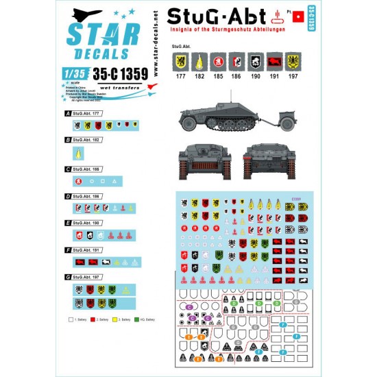 Decals for 1/35 StuG-Abt #1 Generic Insignia and Unit Markings for the Sturmgeschutz