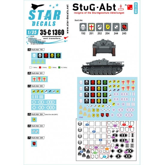 Decals for 1/35 StuG-Abt #2 Generic Insignia and Unit Markings for the Sturmgeschutz