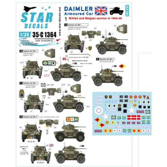 Decals for 1/35 Daimler Armoured Car #1 WWII British/Belgian service