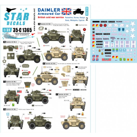 Decals for 1/35 Daimler Armoured Car #2 British Cold War service