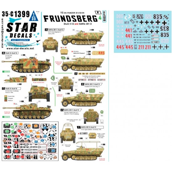 Decals for 1/35 Frundsberg #4. StuG III Ausf G and SdKfz 251 Ausf D