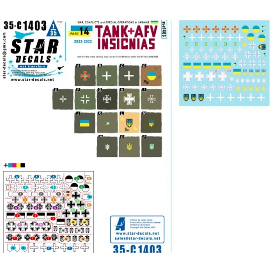 Decals for 1/35 War in Ukraine # 14. Generic Ukrainian Tank and AFV insignia 2022-23