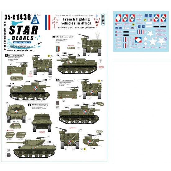 1/35 French M7 Priest and M10 TD Decal (Fighting Vehicles in Africa #6)
