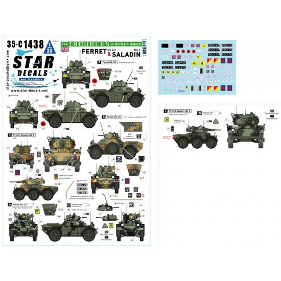 1/35 Ferret and Saladin Decal - The Troubles in Northern Ireland, Mk 2/3 and Saladin Mk 2