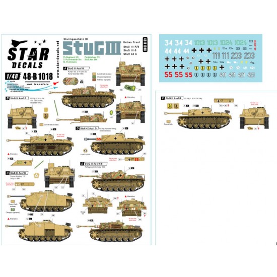 Decal for 1/48 StuG III Italian Front. F/8, StuG III G, StuH 42 G.