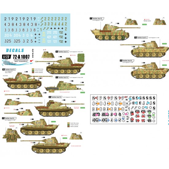 Decals for 1/72 SS-Panthers (1) 9. SS-Hohenstaufen & 12. SS-Hitlerjugend Ausf D/A/G