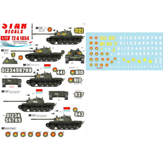 Decals for 1/72 Vietnam Vol.4 - NVA North Vietnamese T-54 Tank Markings