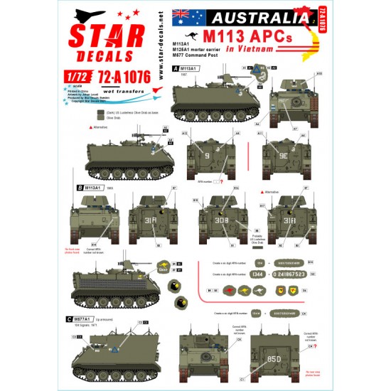 1/72 Australia in Vietnam # 2. Aussie M113 APCs. M113A1, M125A1 and M577 Command Post