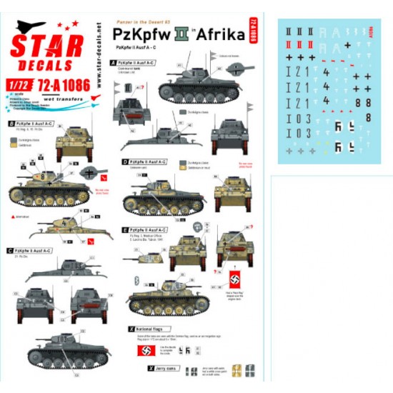 Decals for 1/72 Panzer in the Desert # 3. PzKpfw II Ausf A-C in North Africa