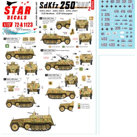 Decals for 1/72 SdKfz 250 'neu' #2 Waffen-SS markings