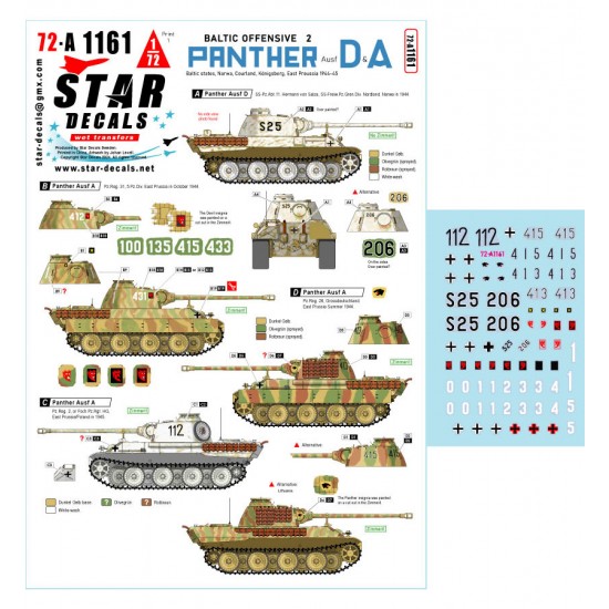 1/72 Panther Ausf D/A Tank Decals - SS-Nordland, GD & 5th PzDiv, Baltic Offensive #2 (1944-45)