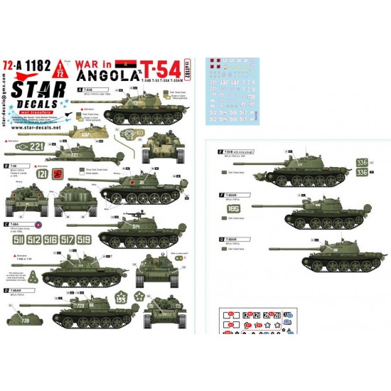 1/72 War in Angola Decal #2 - T-54/T-55 MPLA/FAPLA and Cuban Forces in 1970-80s