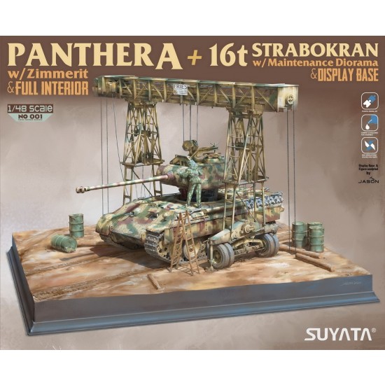 1/48 Panther A w/Zimmerit & Full Interior & 16T Strabokran w/Diorama Base