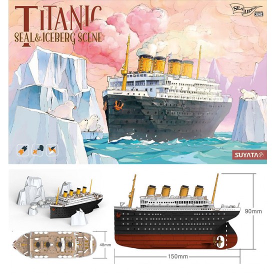 Titanic Q Ship (L: 150mm, H: 90mm, W: 48mm) w/Seal & Iceberg Scene