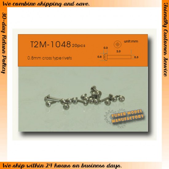 0.8mm Simulated Phillips Head Screws /Cross Type Rivets (20pcs)