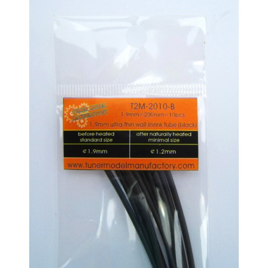 1.9mm Ultra-Thin Wall Shrink Tube (Black) 10pcs