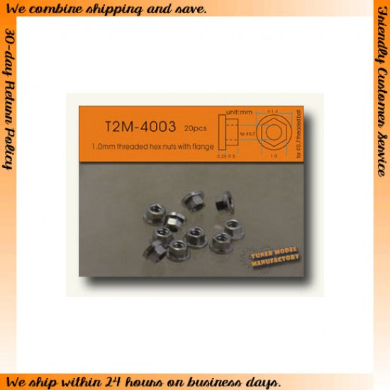 1.0mm Threaded Hex Nuts w/Flange suit for 0.7mm bolt (20pcs)