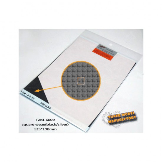 Square Weave Carbon Fiber (L) Silver/Black (Size: 135mm x 198mm)